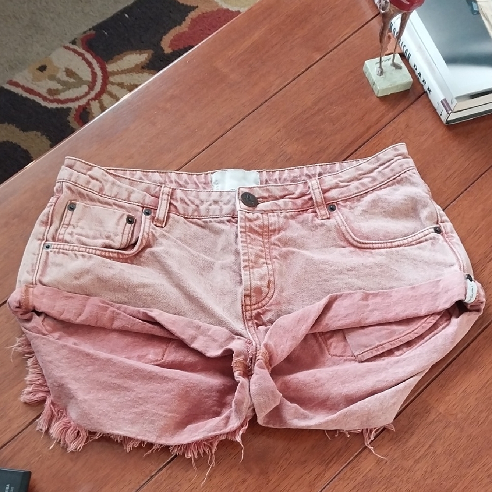 One Teaspoon  Pink Acid Wash Rollers Short